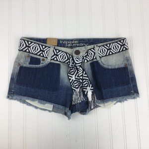 Hippie Laundry Distressed Frayed Hem Denim Shorts